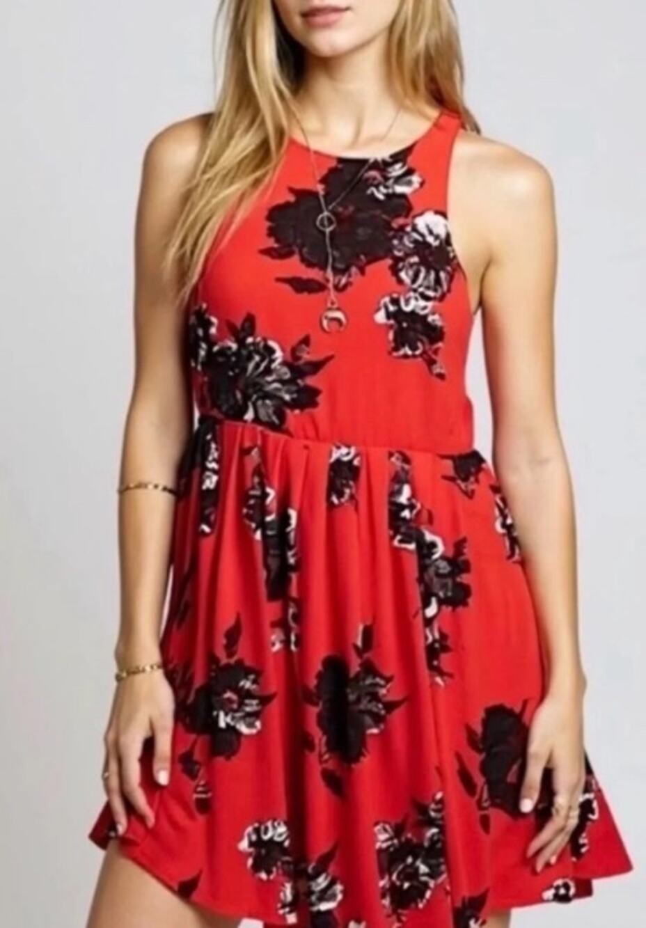 149 NWT Free People Flutterby Mini Dress | Cherry Combo | Size 0